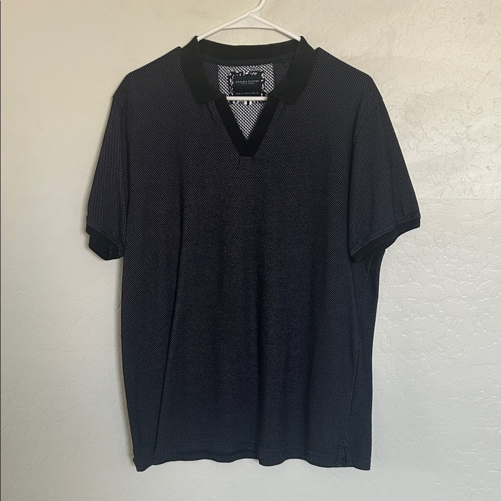 Denim & Flower Navy Polo Shirt Size XL